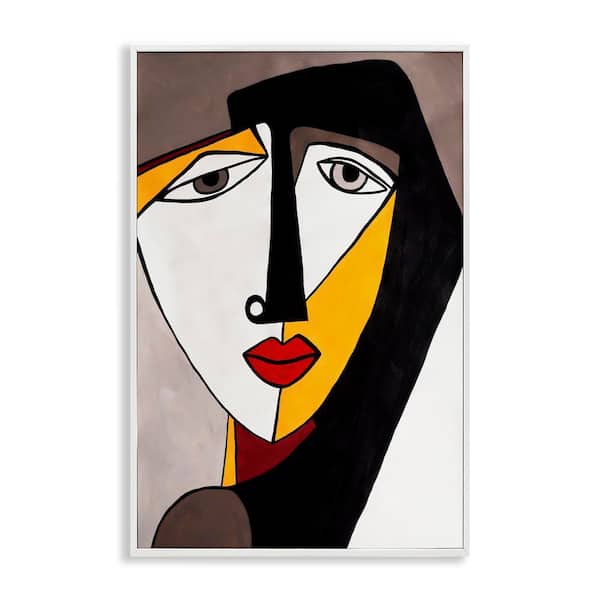 Stupell Industries Cubist Bold Face by Ruth Fromstein White Framed Abstract Giclee Art Print 30 in. x 20 in.