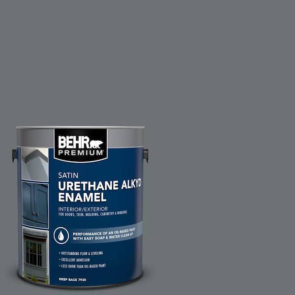 BEHR PREMIUM 1 gal. #MQ5-28 Dawn Gray Urethane Alkyd Satin Enamel Interior/Exterior Paint