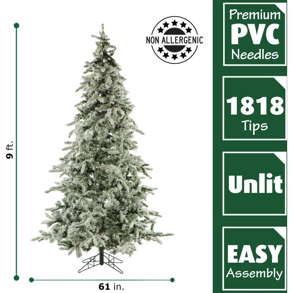 9-Ft Snow Flocked PVC Mountain Pine Christmas Tree