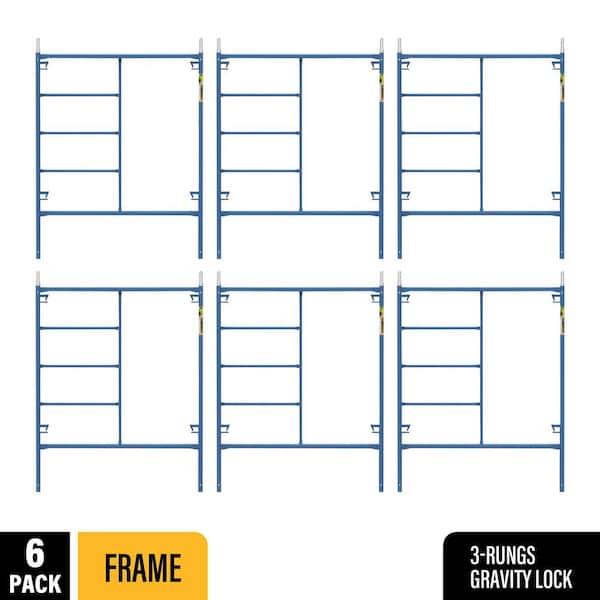 Saferstack Series 76 in. x 60 in. Blue Standard Mason Scaffold Frame, (6-Pack)