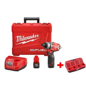 M12 FUEL 12-Volt Cordless Brushless 1/4 in. Hex 2-Speed Screwdriver Kit with M12 4-Bay Sequential Charger