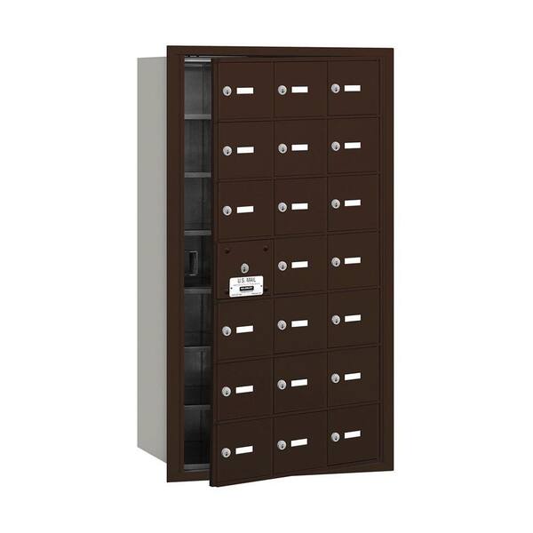 Salsbury Industries 3600 Series Bronze Private Front Loading 4B Plus Horizontal Mailbox with 21A Doors (20 Usable)