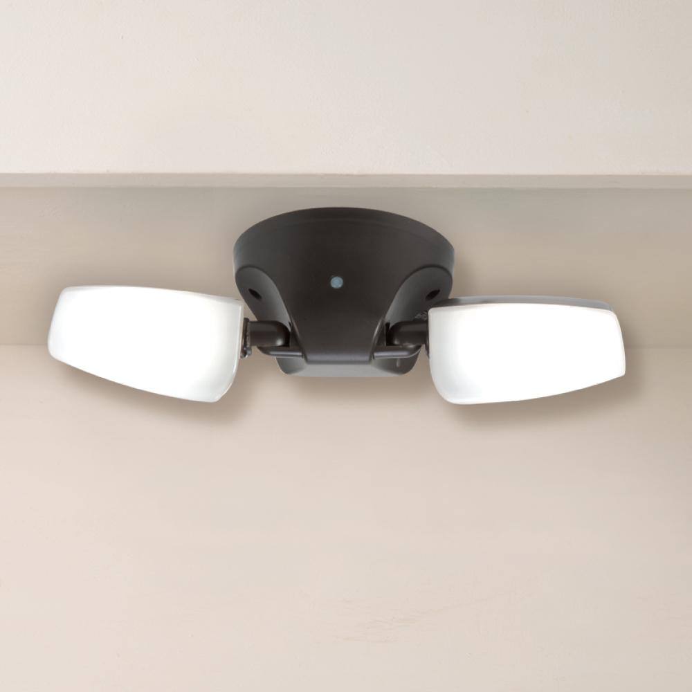 Bronze Outdoor LED Twin Head Dusk to Dawn Floodlight