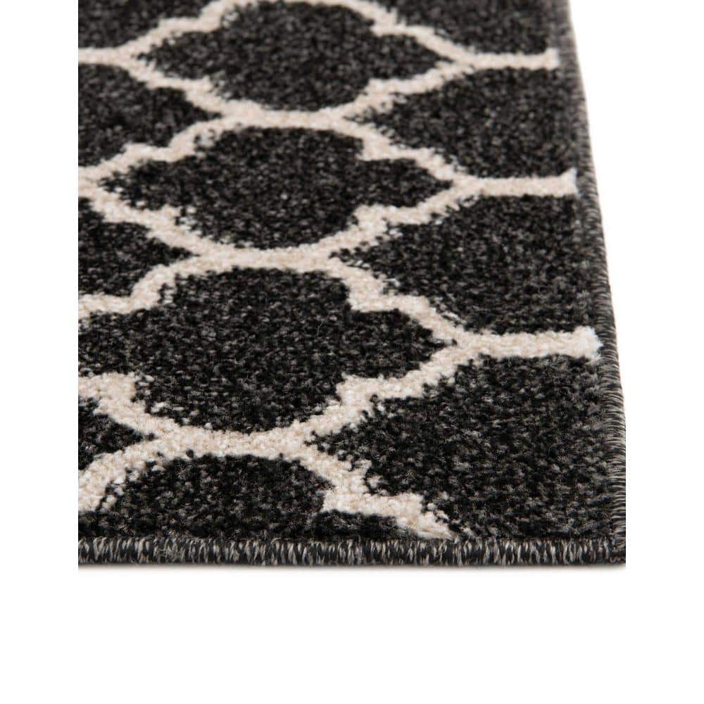 Black and Beige Trellis 9' x 12' Synthetic Area Rug
