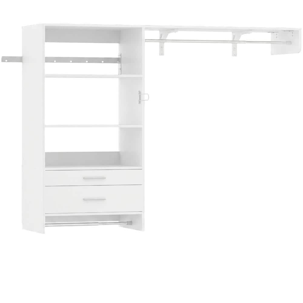 60 in. W White Tower Wall Mount 5-Shelf Wood Closet System With 1 Pull-Out Stand Shelf 2 Hanging Rods price history on PriceWatchPro