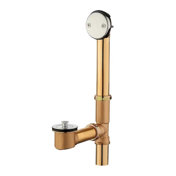 Everbilt Twist and Close 1-1/2 in. 20-Gauge Brass Pipe Bath Waste and Overflow Drain in Chrome