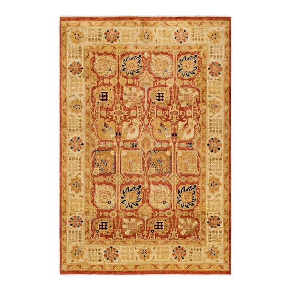 Red 4 ft. 7 in. x 5 ft. 10 in. Ottoman Hand-Knotted Area Rug