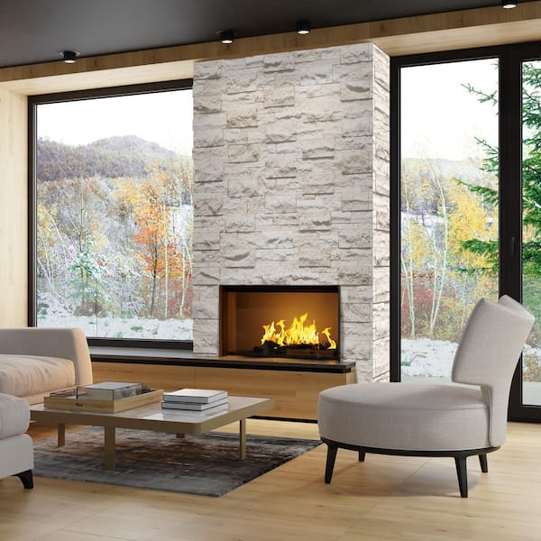 XL Mayra Ledger Panel 9 in. x 24 in. Splitface White Limestone Wall Tile (36 cases/162 sq. ft. /pallet)