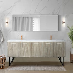 Lancy 80 in W x 20 in D Rustic Acacia Double Bath Vanity, Cultured Marble Top, Rose Gold Faucet Set and 70 in Mirror