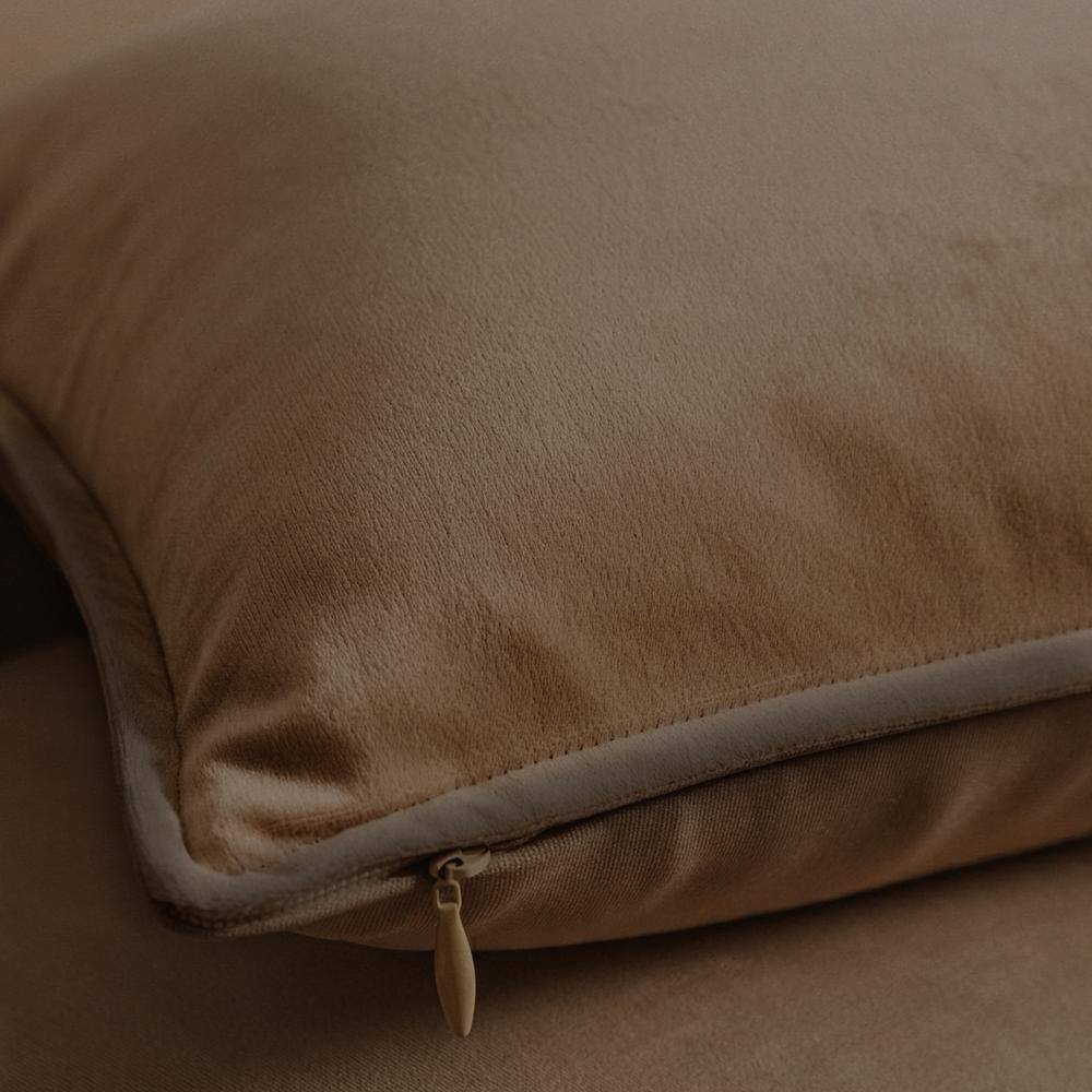 Cocoa Velvet 20" x 20" Pillow Covers with Hidden Zipper