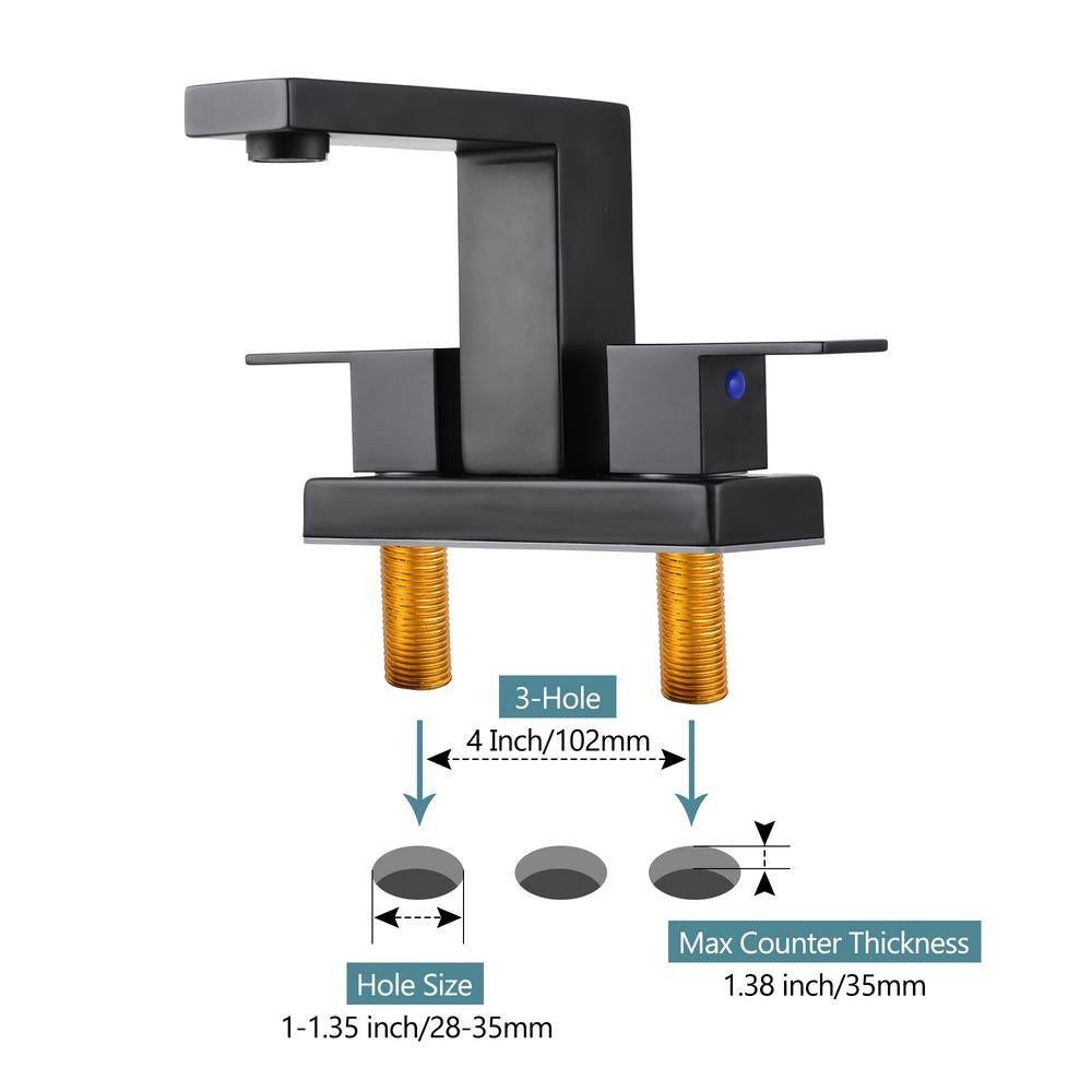 Matte Black Stainless Steel Double Handle Centerset Bathroom Faucet