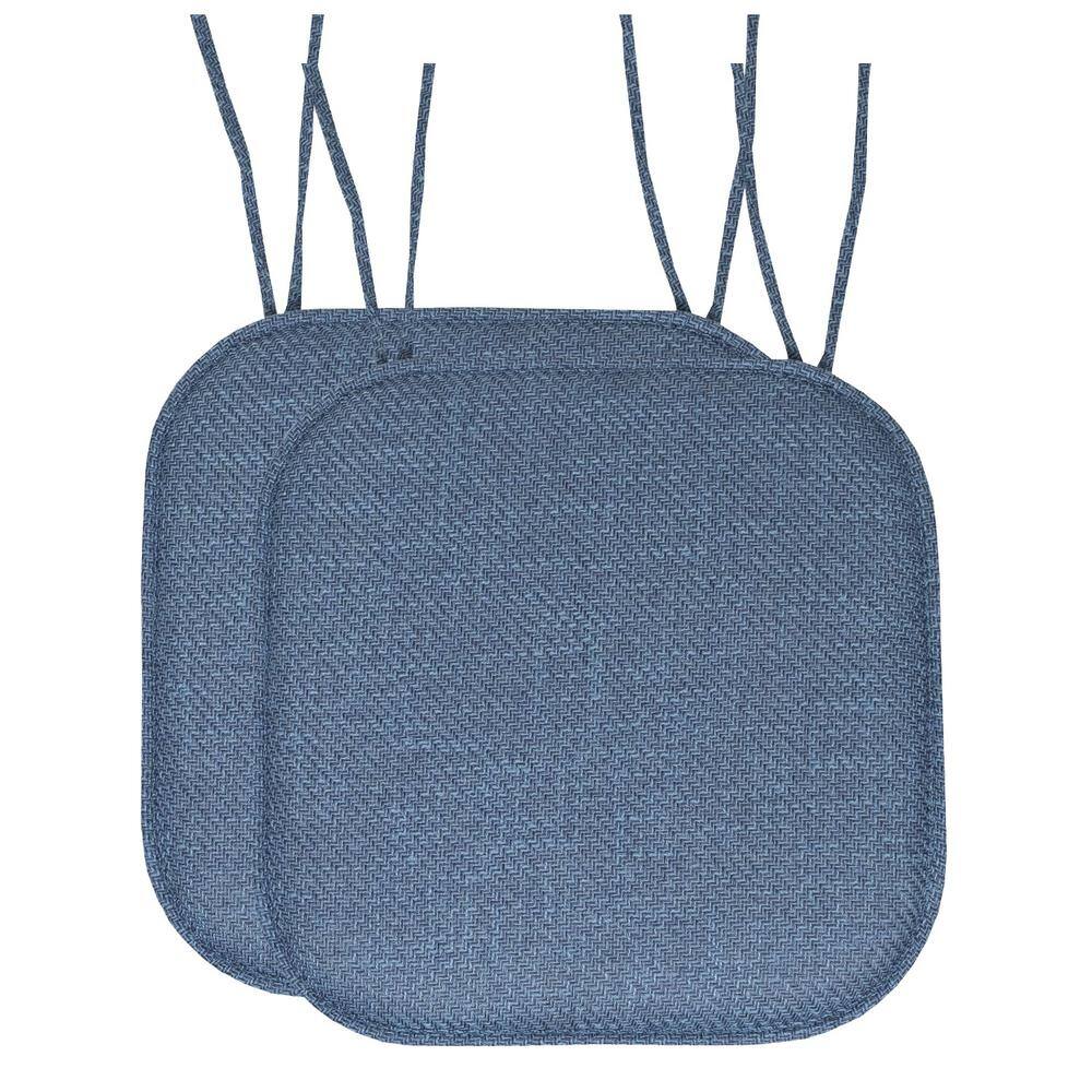 Herringbone Memory Foam Square 16 in. W x 16 in. D Non-Slip Back, Chair Seat Cushion with Ties (2-Pack), Blue price history on PriceWatchPro
