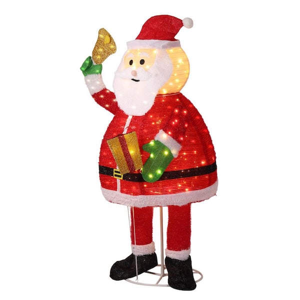 70 in. Lighted Santa Claus with Bell Christmas Decoration