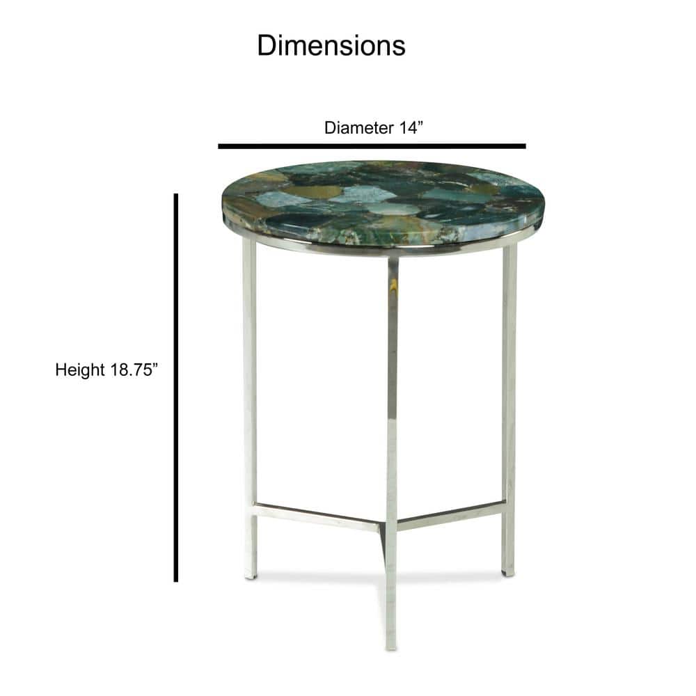 Foster Emerald Jasper Stone and Chrome Round Occasional Table