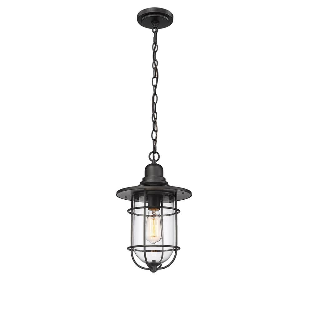 Powder Coat Black Glass Outdoor Hanging Lantern