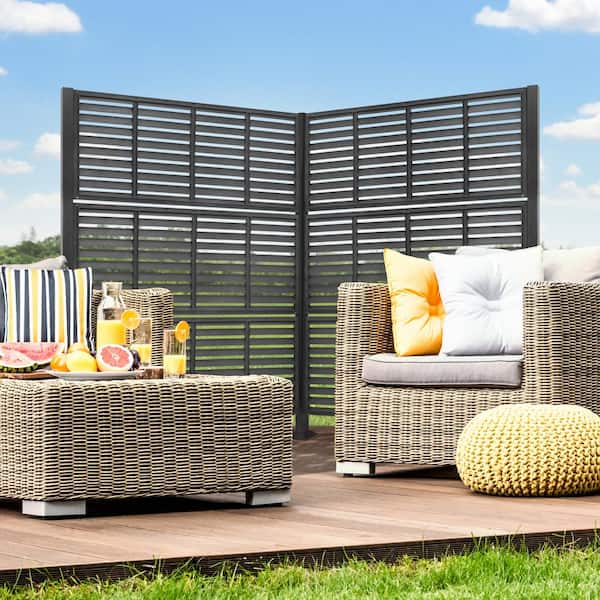80.5 in. Powder Coated Aluminum Post Kit for Decorative Privacy Screens in Black