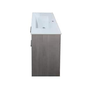 30 in. W x 18 in. D x 33.5 in. H Single Vanity in Gray w Ceramic Vanity Sink Top in White w Matching 30 in. Mirror