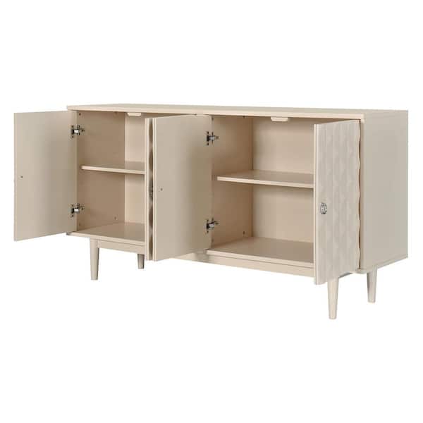 COWLOWN 60.7 in. W x 15.7 in. D x 32.4 in. H Bathroom Beige Linen Cabinet