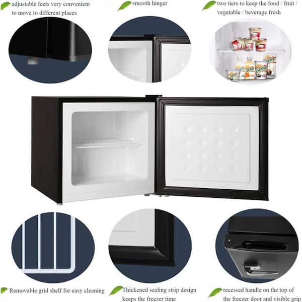 1.2 cu. ft. Compact Manual Defrost Mini Freezer with Adjustable Temperature Controls in Black