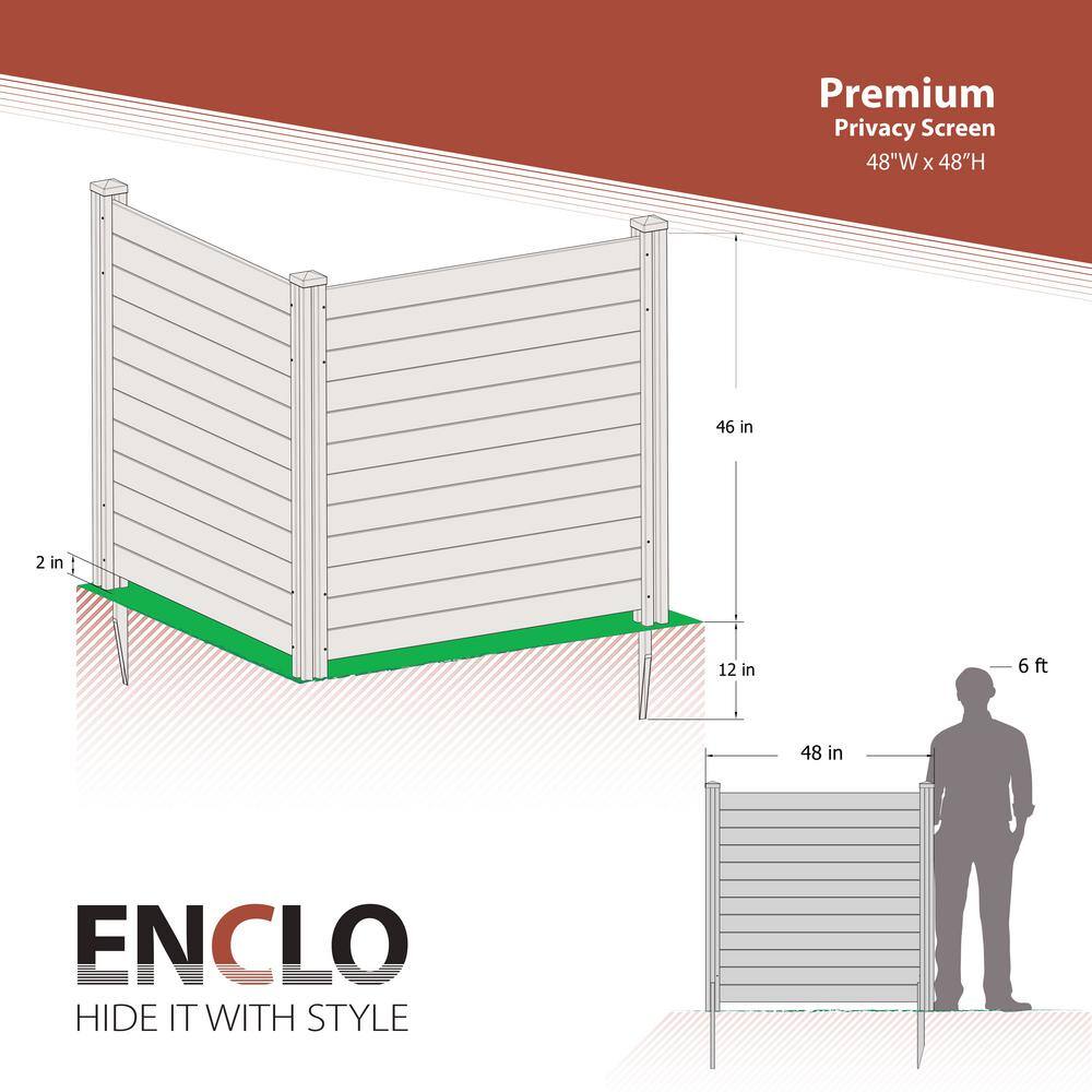 4ft x 4ft White Vinyl No-Dig Privacy Fence Panels