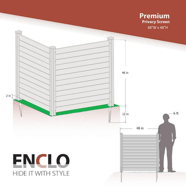 Enclo Privacy Screens 4 ft. x 4 ft. Premium White Vinyl Privacy Fence Panel Screen Enclosure