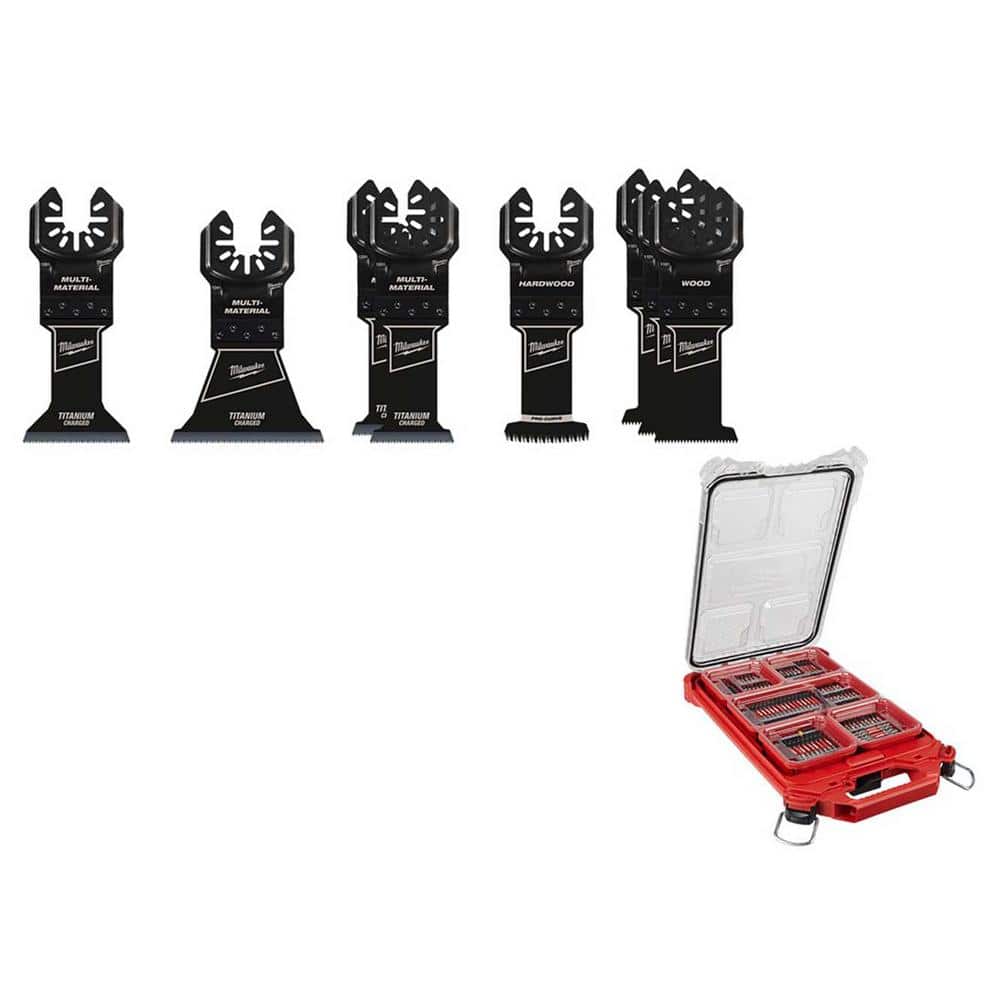 Oscillating Multi-Tool Blade Set with SHOCKWAVE Impact Duty Alloy Steel Screw Driver Bit Set with PACKOUT Case (108-Pc)