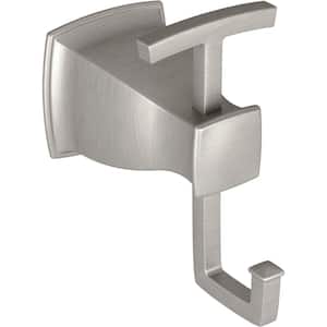 Hensley Double Robe Hook with Press and Mark in Brushed Nickel