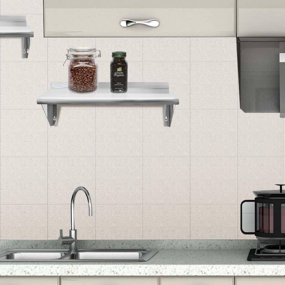 18 in. x 24 in. Stainless Steel Shelf, Wall Mounted Pot Rack 300 lb. NSF Commercial Floating Shelving for Kitchen price history on PriceWatchPro