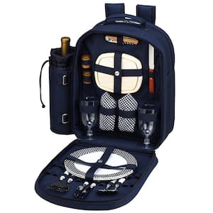 Deluxe Equipped 2-Person Picnic Backpack in Bold Navy