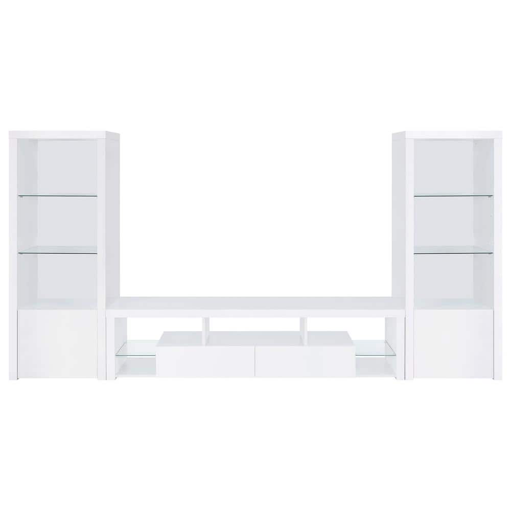 Coaster Jude 3-piece White High Gloss Entertainment Center
