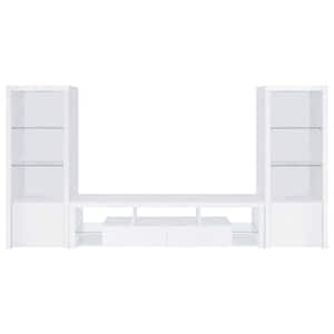Jude 3-piece White High Gloss Entertainment Center Fits TV's up to 80 in.