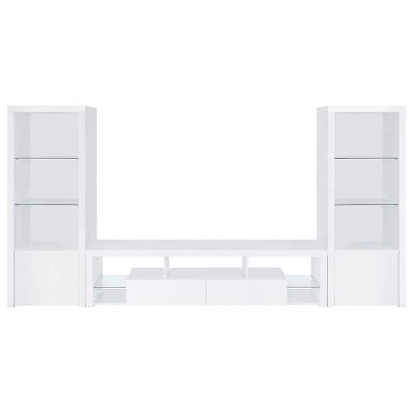 Jude 3-piece White High Gloss Entertainment Center Fits TV's up to 80 in.