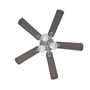 Calstleton 52 in. Indoor LED Brushed Nickel Ceiling Fan with Light Kit Down Rod, Reversible Blades and Reversible Motor