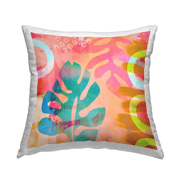 Stupell Industries Tropical Leaf Shapes Multi-Color Square Outdoor Throw Pillow