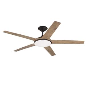 Delaney 60 in. Indoor/Outdoor Espresso Finish Ceiling Fan with Smart Wi-Fi Enabled Remote and Integrated LED Light Kit