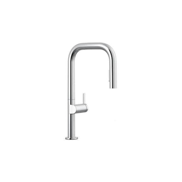 Components 1 Handle Pull Down Sprayer Kitchen Faucet with Secure Docking in Polished Chrome
