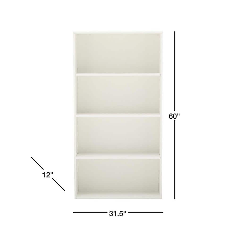 Prado Adjustable White 4-Shelf Engineered Wood Bookcase