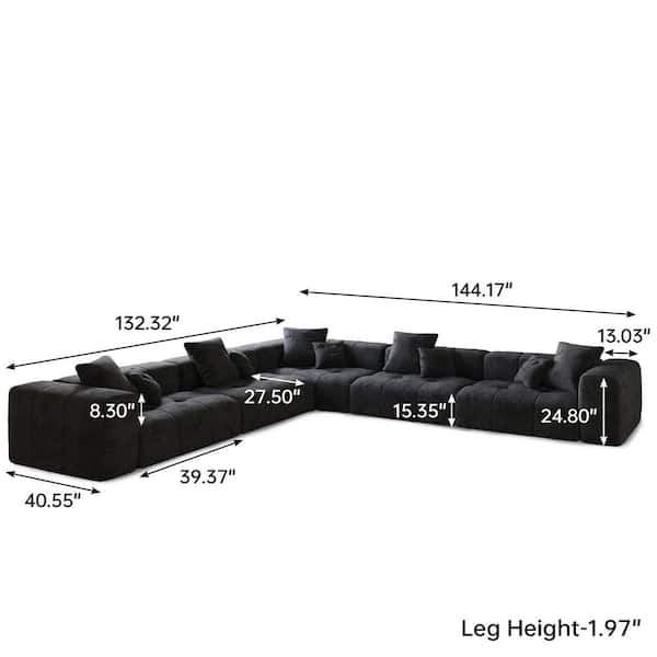 J&E Home Oversized 144.17 in. W Linen 6-Piece Modular Sectional