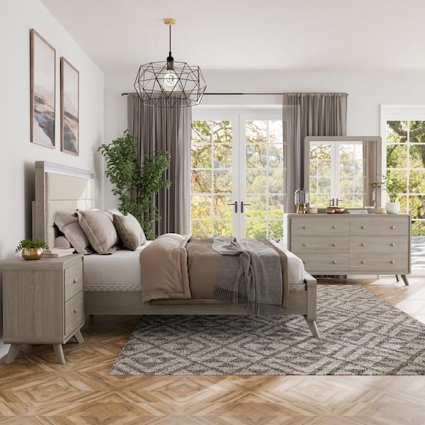 grey dresser and nightstand set 4 Piece Gray Bedroom Finish Stylish Furniture Collection gliding metal tracks and sturdy engineered wood construction 3 Piece Bedroom Dresser Set