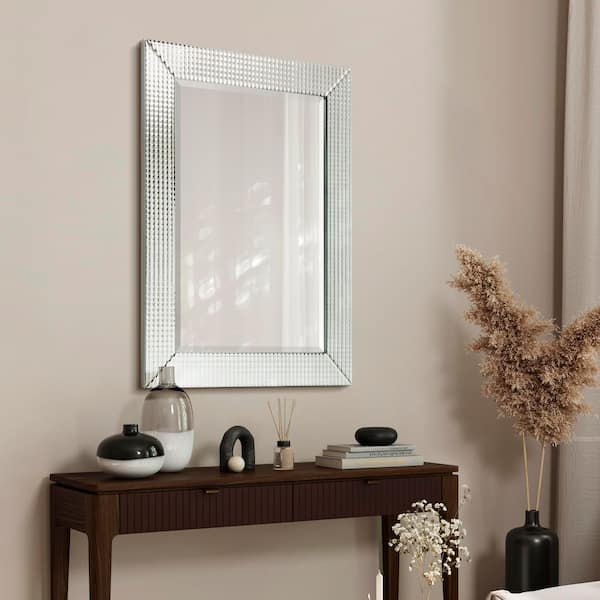 Empire Art Direct Medium Rectangle Pewter Beveled Glass Modern Mirror (40 in. H x 30 in. W)