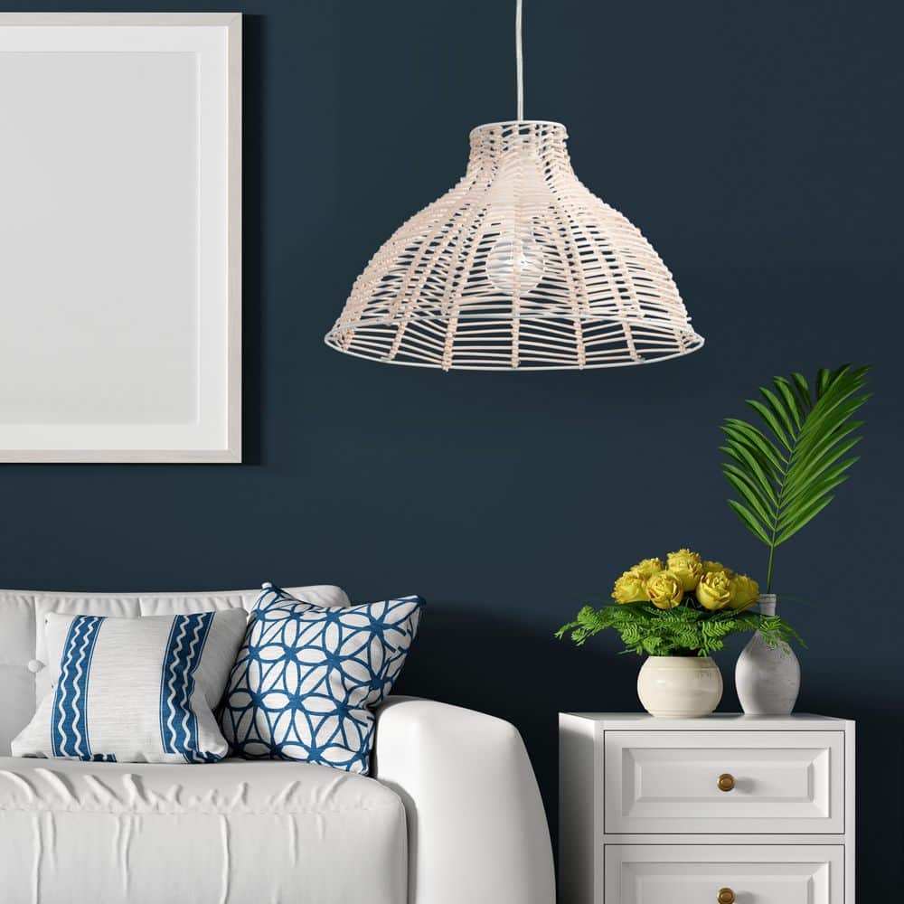 Verena 1-Light White Pendant With Woven Shade price history on PriceWatchPro