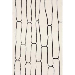 Nazco Abstract New Zealand Wool Charcoal 8 ft. x 10 ft. Indoor/Outdoor Patio Rug