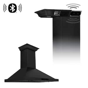 30 in. 400 CFM Ducted Pyramid Wall Mount Range Hood in Black Stainless with w/ Built-in CrownSound Bluetooth Speakers