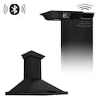 36" Wall Mount Range Hood with Built-in CrownSound Bluetooth Speakers in Black Stainless Steel