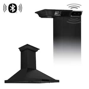 36 in. 400 CFM Ducted Vent Wall Mount Range Hood in Black Stainless Steel