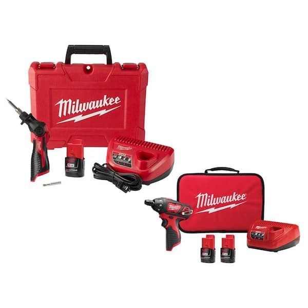 M12 12-Volt Lithium-Ion Cordless Soldering Iron Kit with (2) Batteries, Charger, Hard Case, & M12 Screwdriver Kit