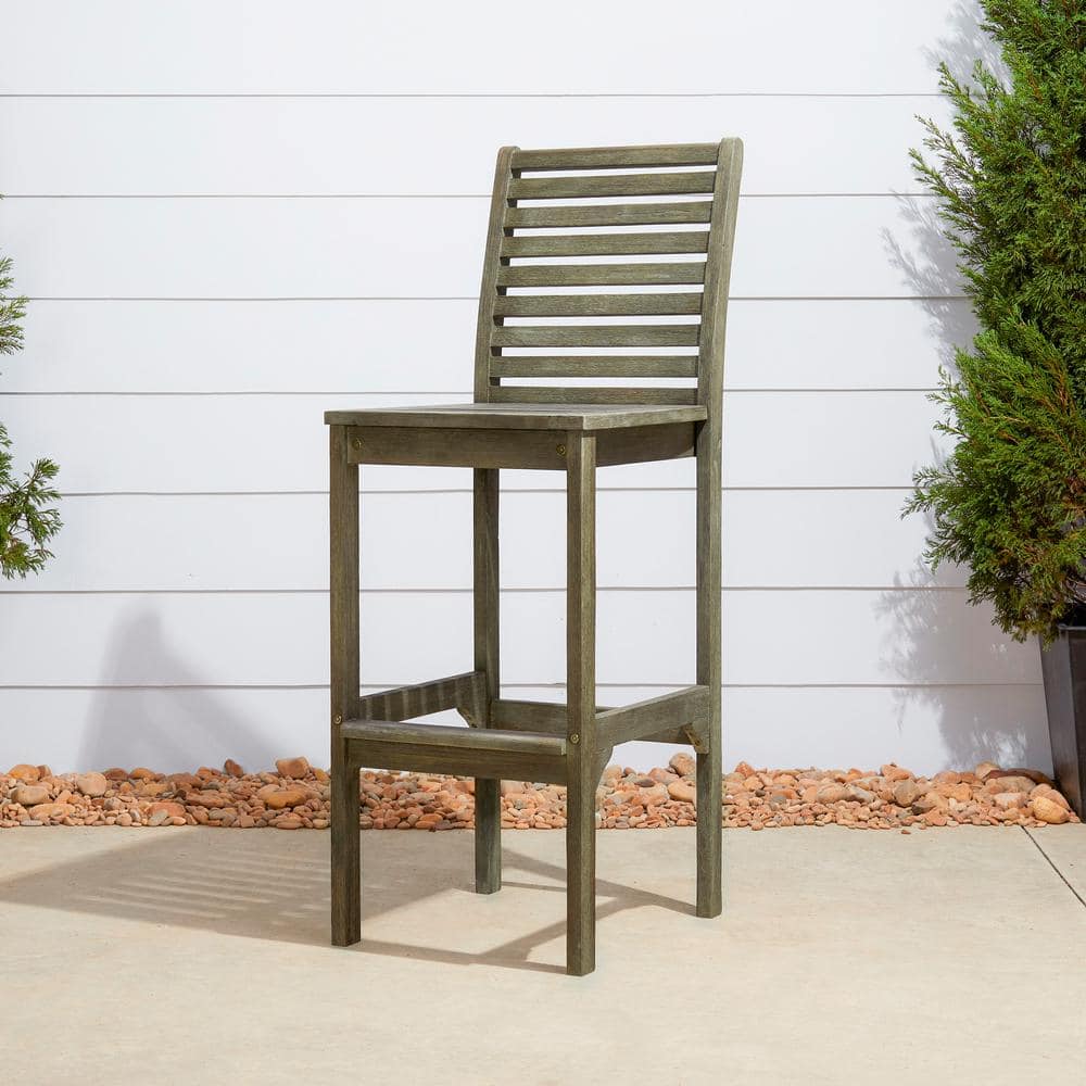 Vifah Renaissance Outdoor Patio Hand-Scraped Wood Bar Chair