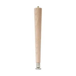 12 in. Round Taper Table Leg with Hanger Bolt - 1.5 in. Dia. Tapers to 0.875 in. - Unfinished Hardwood - Self Leveling