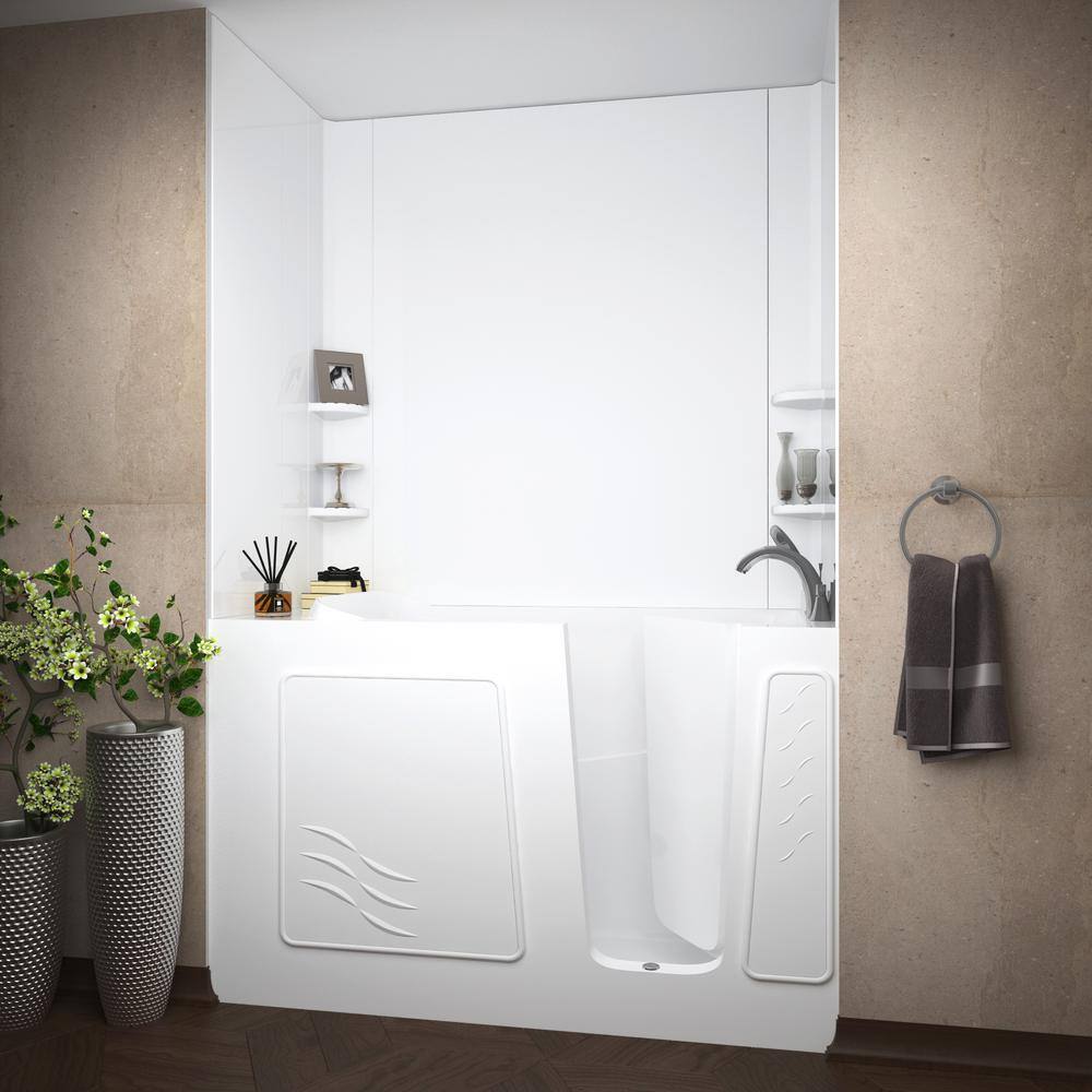 Rampart 60'' White Fiberglass Walk-In Whirlpool Bathtub