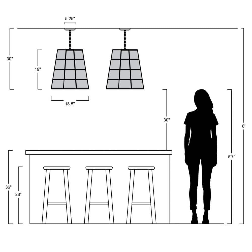 Silas 19" Black and Beige Rustic Farmhouse LED Pendant